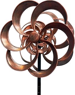 Gronhof Metal Wind Spinner Outdoor, 63" Double-Sided Copper Decor | Kinetic Motion, Weather-Resistant Finish, Stable 5-Prong Base, Quick Assembly, Low-Wind Spin, Gift Ready