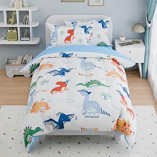 Dinosaurs Bedding Full Set for Boys Kids Children, Ultra Soft Microfiber Comforter Set with 4-Pieces, Comforters Bed Sets Bedroom Décor