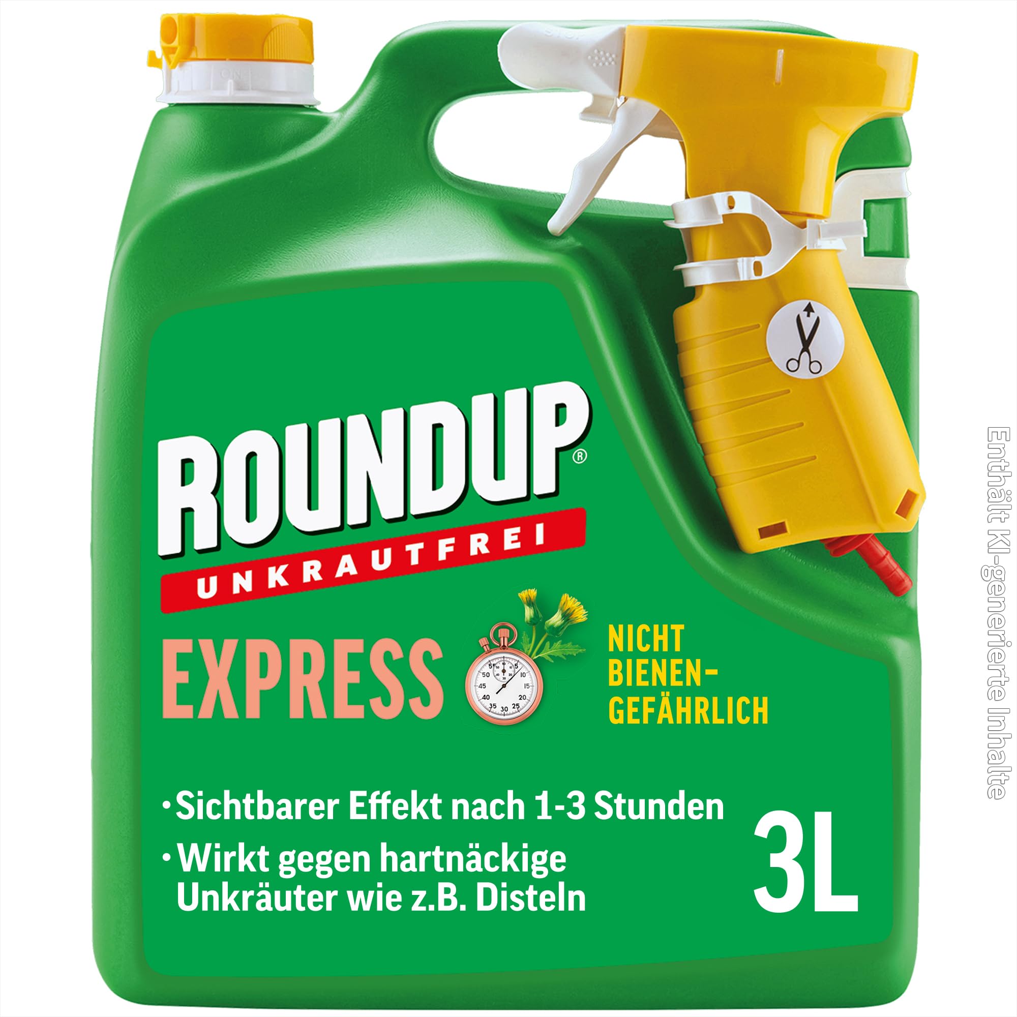 Roundup AC – 3 Litres | Ready-to-use contact herbicide. Visible effect after 1 t