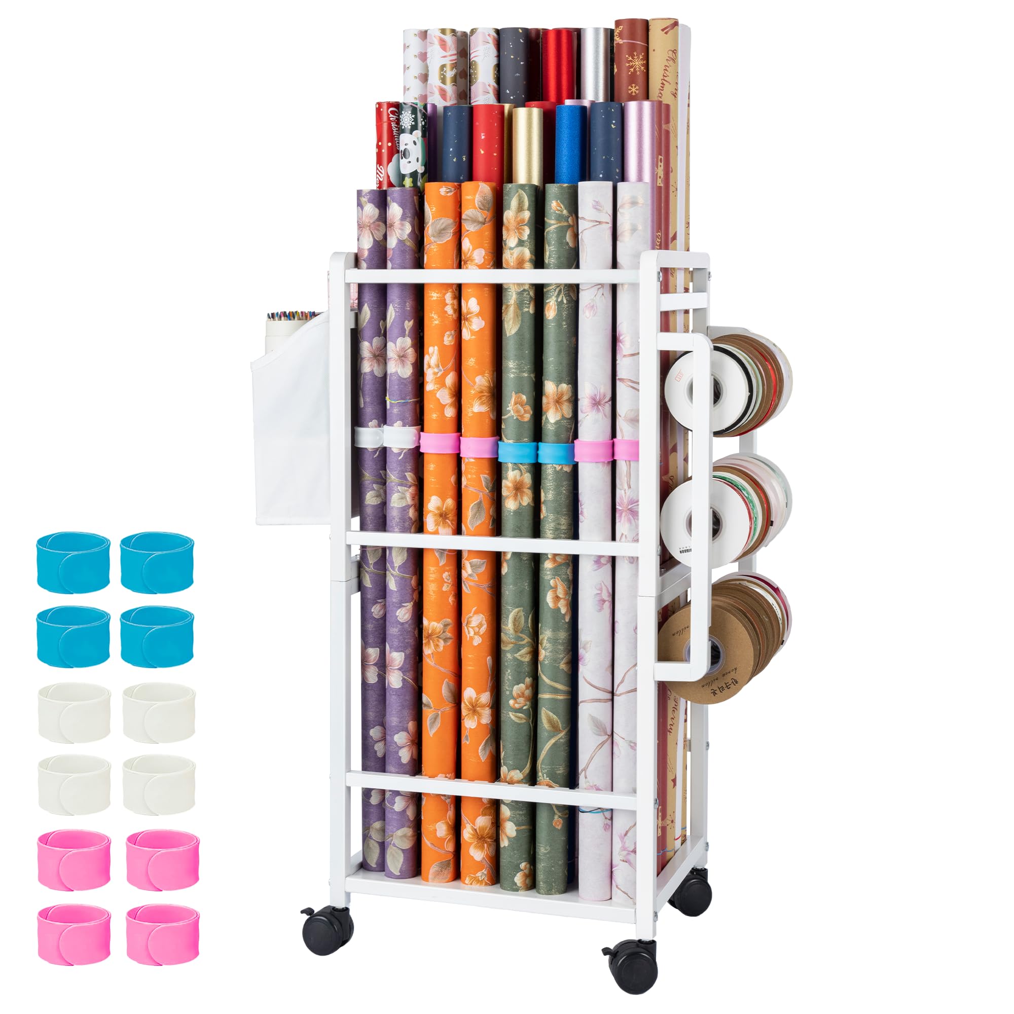Aquzee Wrapping Paper Storage, Gift Wrapping Paper Organizer Storage, White | Ad