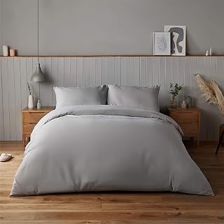 Silentnight Supersoft Duvet Set - Cosy & Comfortable Delicate Touch - Luxurious Easy Care Microfibre with Button Fastening - Stylish & Modern Duvet Quilt Cover + Pillowcase Bed Set, King, Grey