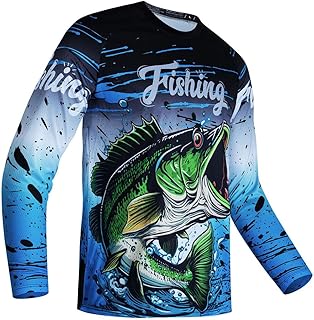 YOUALSO Mens Fishing Shirt Long Sleeve, Fishing Jerseys Fish Tshirts - Breathable, Cooling, Light-Weight
