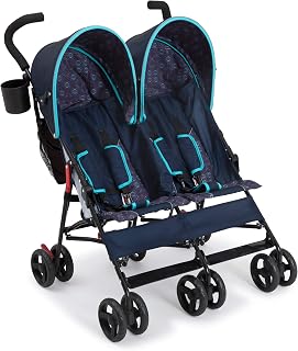 Delta Children LX Side by Side Stroller - with Recline, Storage &amp; Compact Fold, Night Sky