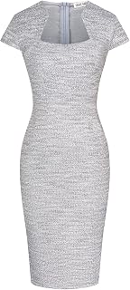 GRACE KARIN レディース グレーパターン Vネック キャップスリーブ 膝丈 ペンシルドレス - サイズ XL