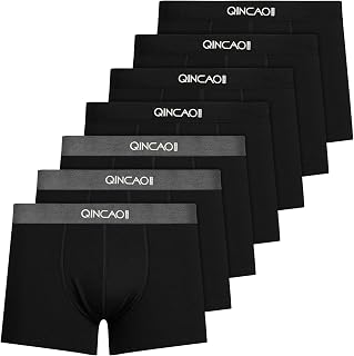QINCAO Men's Boxer Briefs Pack of 7, Cotton, Improved Design