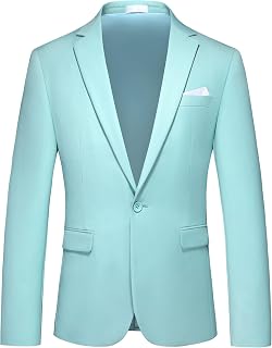 MOGU Men's Suit Jacket Slim Fit One Button Single Color Business Wedding Prom