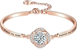 Birthday ‘Badass Sister’ Gifts, ‘Always My Sister Forever My Friend’ Bangle Bracelet, ‘Not Sisters by Blood But Sisters by Heart’ Women Jewelry, Xmas Mother's Day Bestie Present from Brother