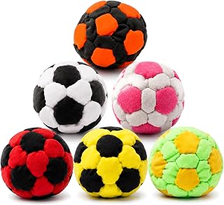 6PCS Hacky Sack Footbag Set, Handmade Dirt Bag Hacky Sack Ball, Durable Mini Juggling Balls Kick Sacks for Adults Outdoor Party Games & Stress Relief