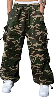 JMIERR Mens Loose Fit Drawstring Y2K Baggy Parachute Cargo Pants