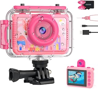 Kids Waterproof Underwater Camera 1080P 4X Zoom 2"IPS Screen 32GB Card