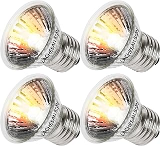 Lachesan 50W Uva Light Bulbs 4-Pack, Turtle Heat Lamp for Reptile | E26 Base Fit for Reptiles and Amphibian Tanks, Terrariums and Cages, Works with Various Lamp Fixtures