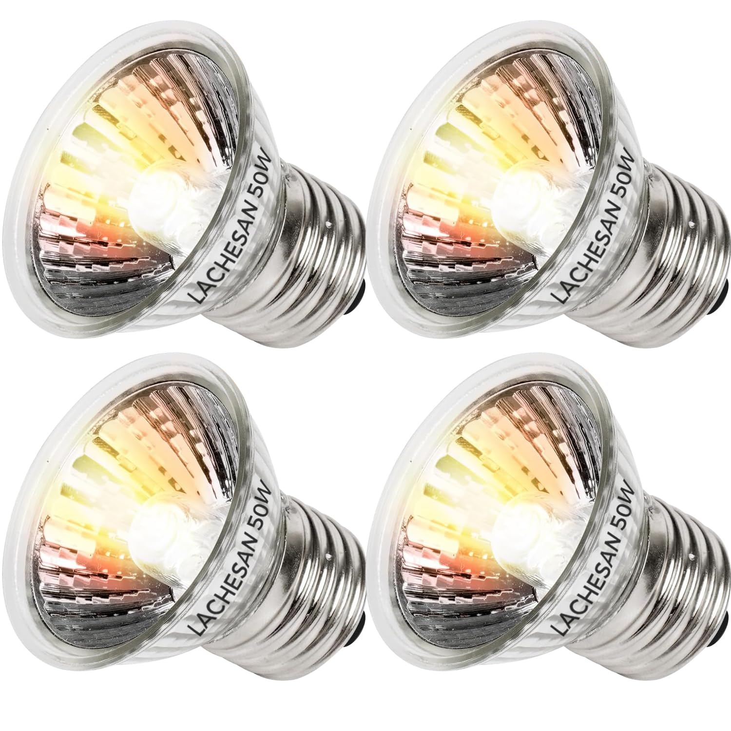 Lachesan 50W Uva Light Bulbs 4-Pack, Turtle Heat Lamp for Reptile | E26 Base Fit