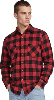 Urban Classics Checked Flanell Men's Flannel Shirt Black/White 100% Cotton Regular