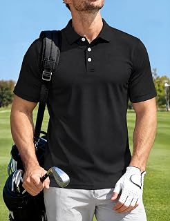 Mens 3 Button Polo Shirt Casual Work Quick Dry Short Sleeve Golf Outdoor Polo Shirt