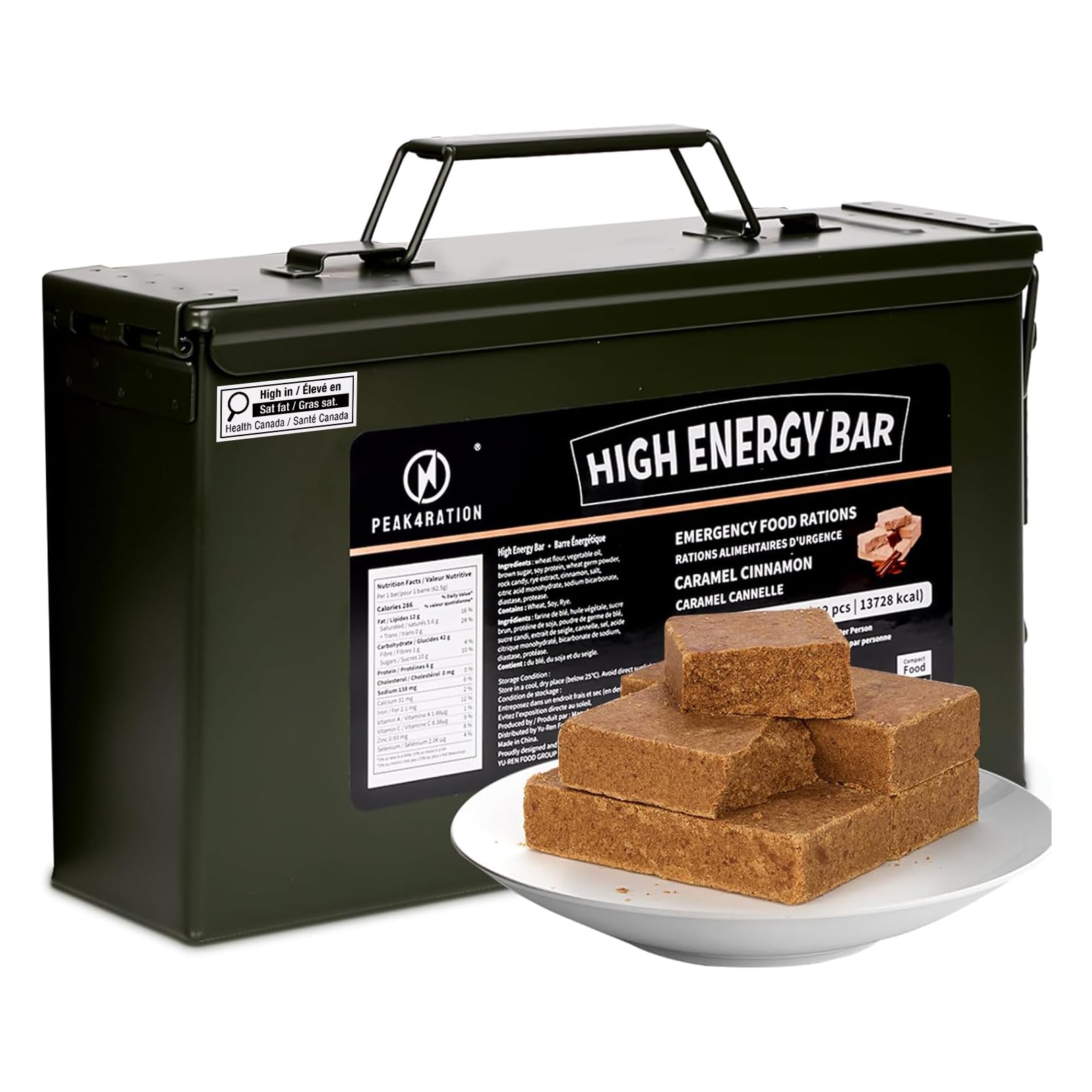 PEAK4RATION High Energy Bar | Compact Compressed Food Bar - Caramel Cinnamon 137