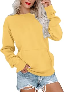 MISFAY Women's Oversized Crewneck Sweatshirt Long Sleeves Top with Pocket