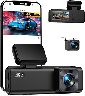 Dash Cam Front and Rear Camera, 4K+1080P Dual Channel | Dashcam for Cars with Night Vision, G-Sensor, 24H Parking Mode, Loop Recording, Support 256 GB Max