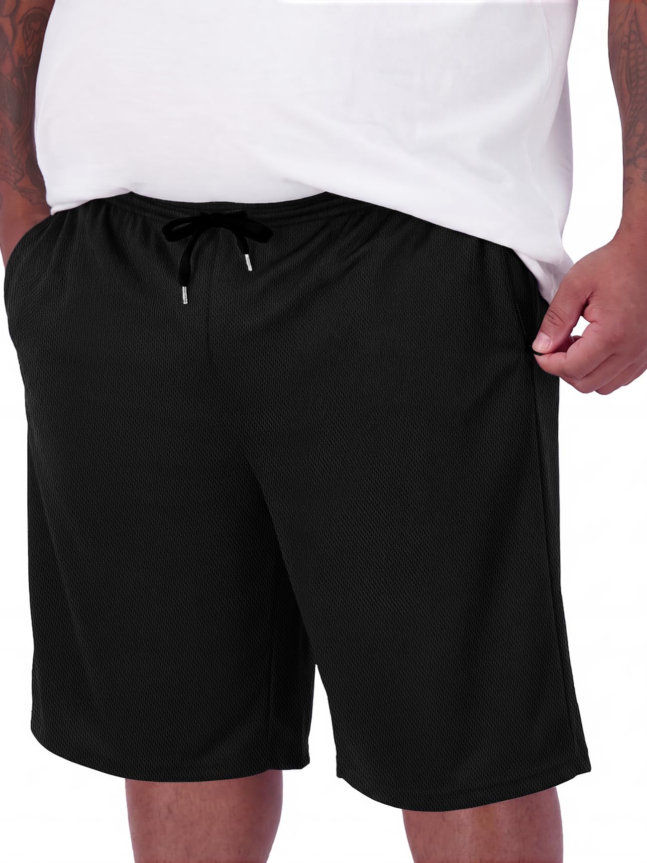 BRISIRA Big and Tall Mens Basketball Shorts Knit Athletic Gym Shorts with Zipper