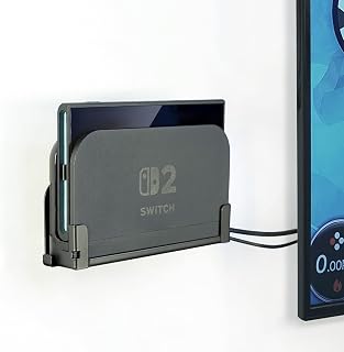 Monzlteck Wall Mount Bracket for Switch 2 Dock, Left Side TV Mount, Metal Construction, Space-Saving Design