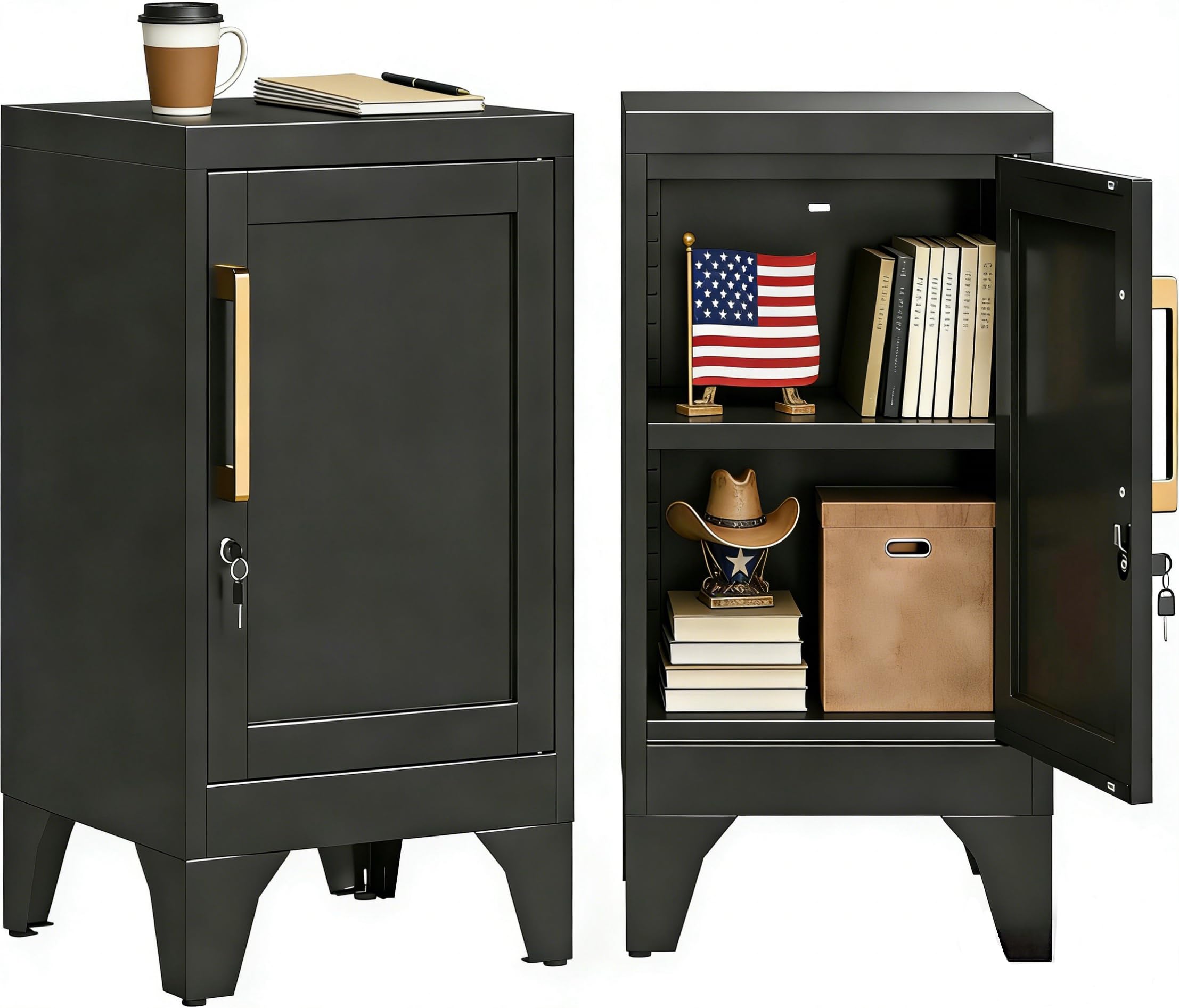 LONGLINK Metal Locker Small Storage Cabinet with Adjustable Shelf, Small Locking