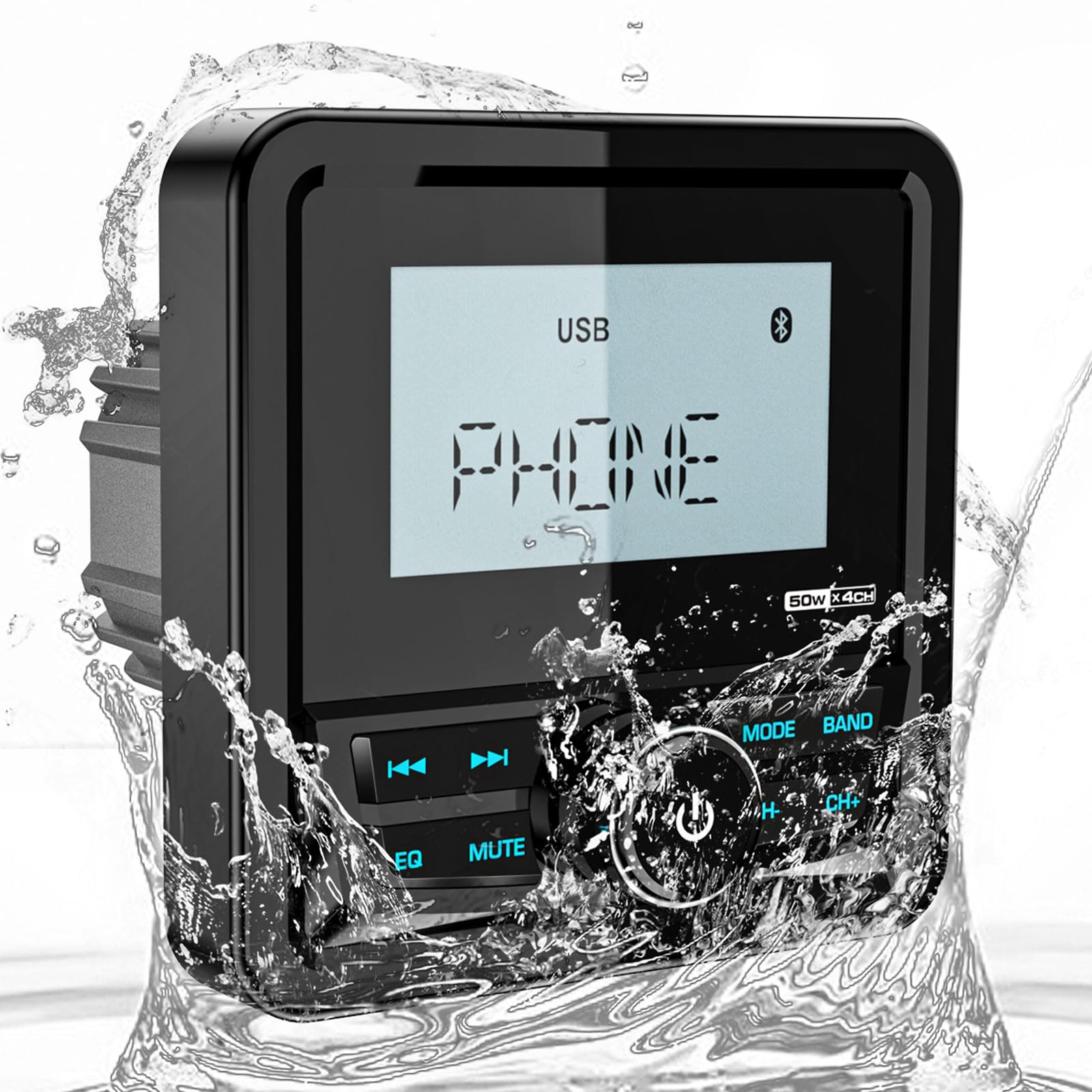 Waterproof Marine Digital Media Receiver: Bluetooth Boat Stereo for UTV ATV | 2.