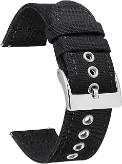 BINLUN Quick Release Canvas Watch Bands Strap for Fabric Watch 18mm 20mm 22mm 24mm Replacement Canvas Watch Straps for Men and Women with Silver/Black Buckle