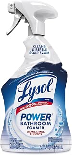 Lysol Power Foaming Bathroom Cleaner & Disinfectant Spray, 32 oz | Multipurpose Toilet, Sink, Tub, & Shower Cleaner, Sanitizer, Soap Scum & Mold Cleaner, 0% Bleach, Bathroom Cleaning Supplies
