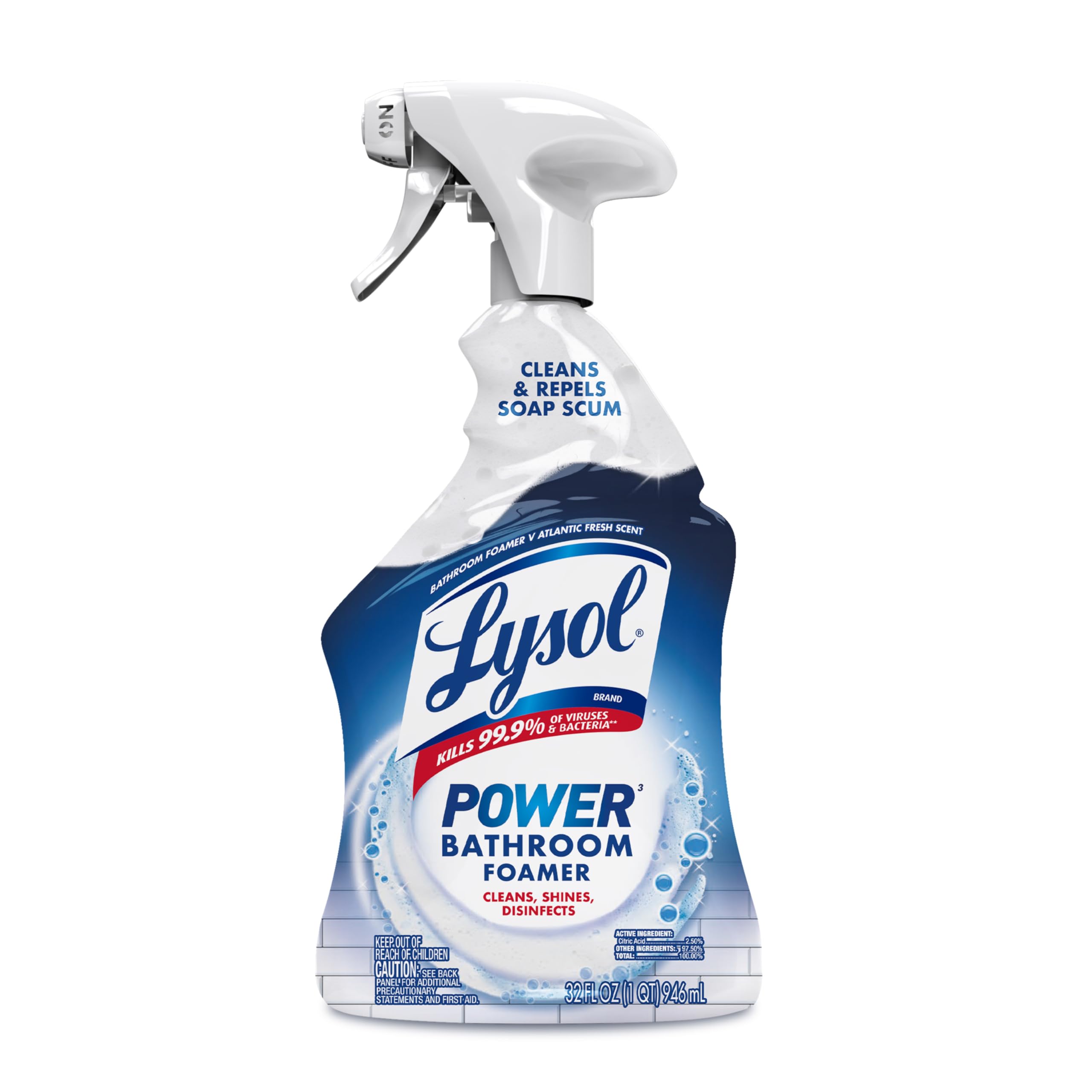 Lysol Power Foaming Bathroom Cleaner & Disinfectant Spray, 32 oz | Multipurpose 