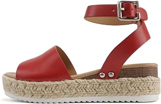 Soda CHIVAS ~ Women's Bold Buckles Studded Wedge Sandal