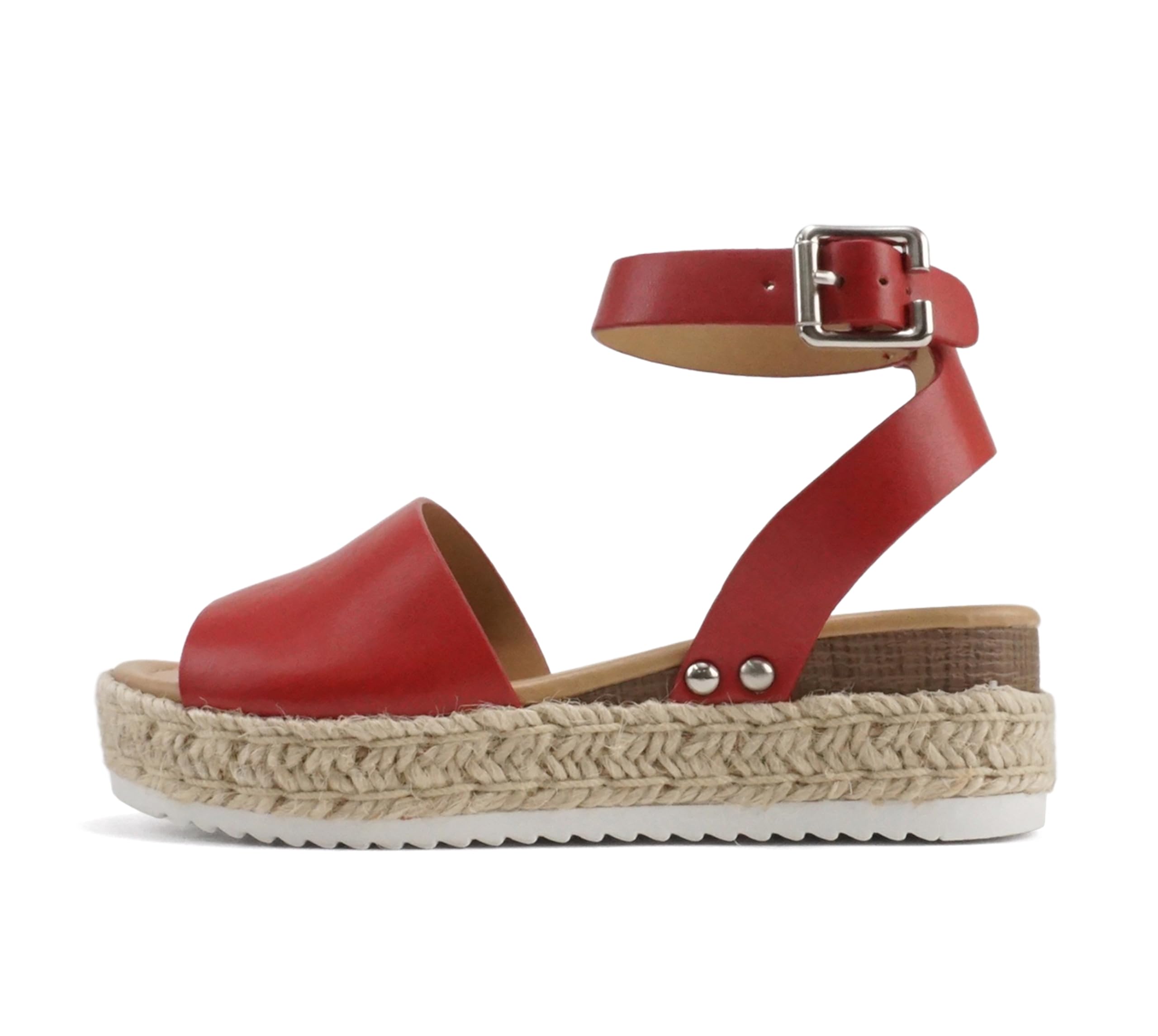 Soda CHIVAS ~ Women's Bold Buckles Studded Wedge Sandal