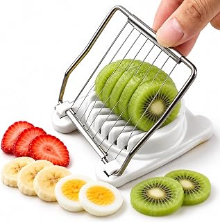 Stainless Steel Egg Slicer for Salads and Sandwiches (white) | stainless steel egg slicer for boiled eggs, salads, sandwiches, breakfast prep, uniform slices, and kitchen garnish use