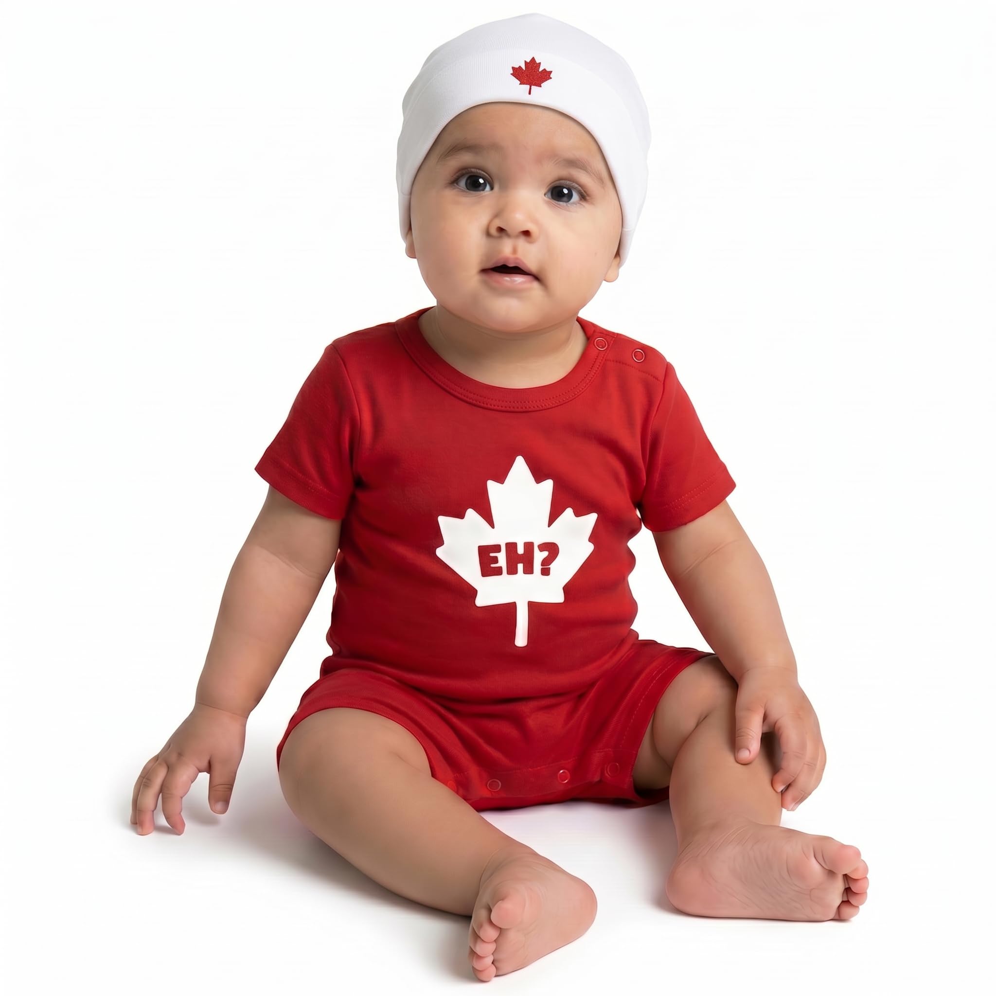 2-Piece Baby Eh Canada Set, Custom Handmade Canada Day Maple Leaf Baby Bodysuit 