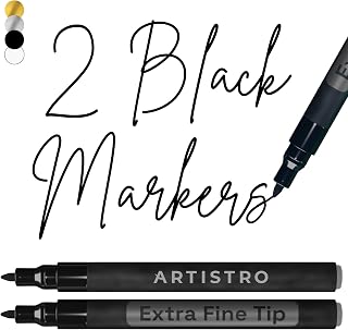 ARTISTRO Black Acrylic Paint Markers - 0.7mm Extra Fine-Tip - Set of 2 | Paint Pens, Perfect for Crafting, Art Projects, & More