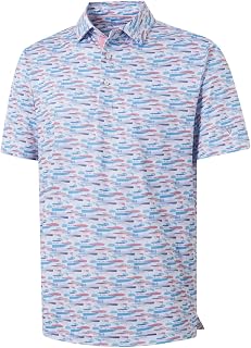 M MAELREG Mens Golf Shirt Print Performance Moisture Wicking Dry Fit Short Sleeve Casual Collared Polo Shirts for Men