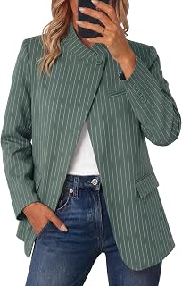 Cicy Bell Blazer a cuadros para mujer, cuello alto, frente abierto