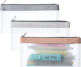 Mr. Pen- Clear Pencil Pouch, 8.50"x4.25", 3 Pack, Durable TPU Material | Medium Water-Resistant Pencil Bags with Smooth Zipper, Multipurpose Clear Pouch for Stationery, School, Office