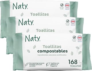 Naty Wipes for Newborns and Babies, 98% Water, 168 pcs (3 pqtes)