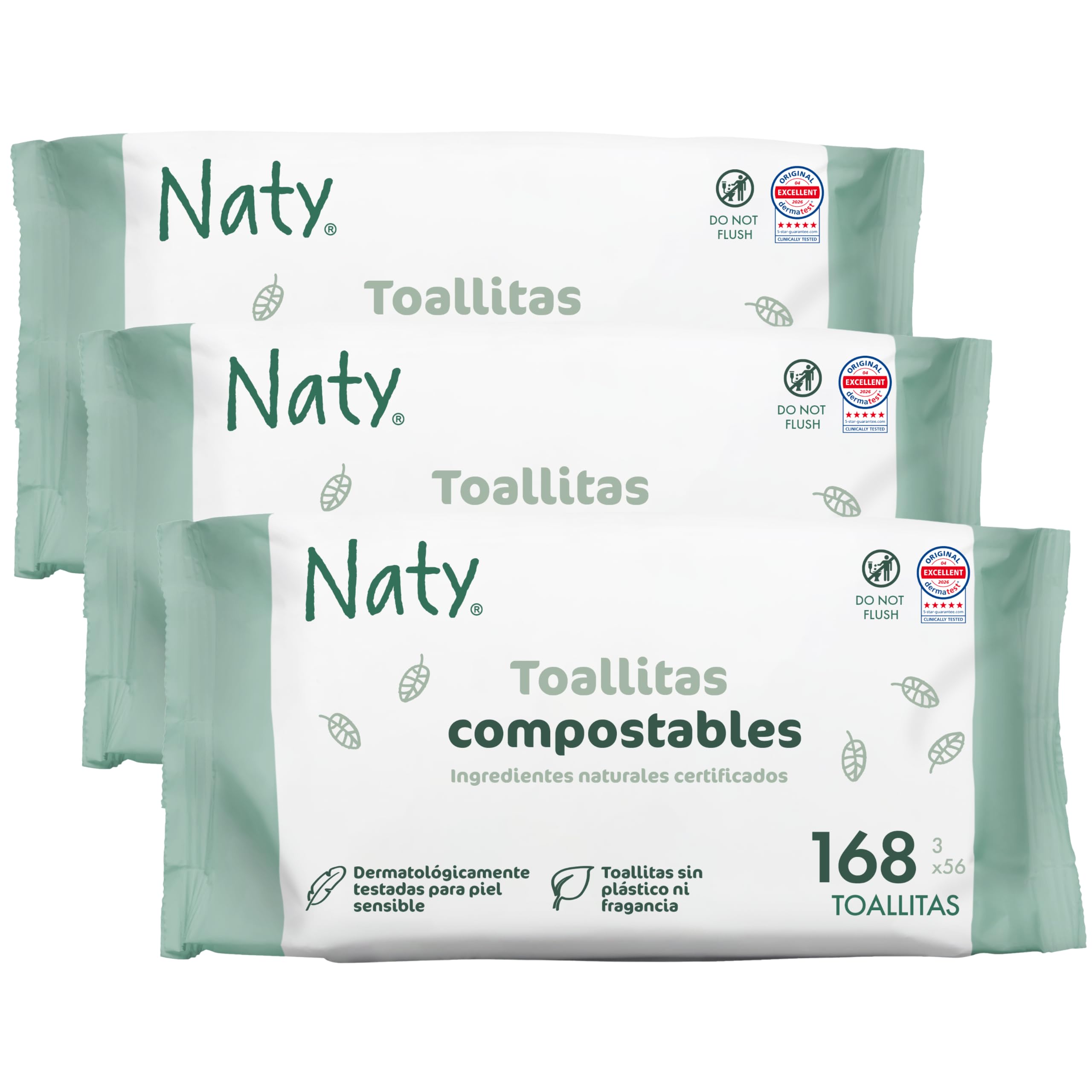 Naty Wipes for Newborns and Babies, 98% Water, 168 pcs (3 pqtes)
