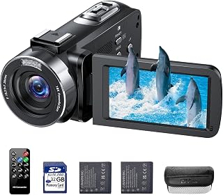 4K Video Camera Camcorder 42MP Vlogging Camera for YouTube with 3” 270° Rotation Screen, 18X Digital Zoom Cam Corder, 2 Rechargeable Batteries, 32GB SD Card & Remote Control