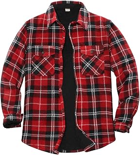 ZENTHACE Men's Warm Sherpa Lined Fleece Plaid Flannel Shirt Jacket(All Sherpa Fleece Lined)