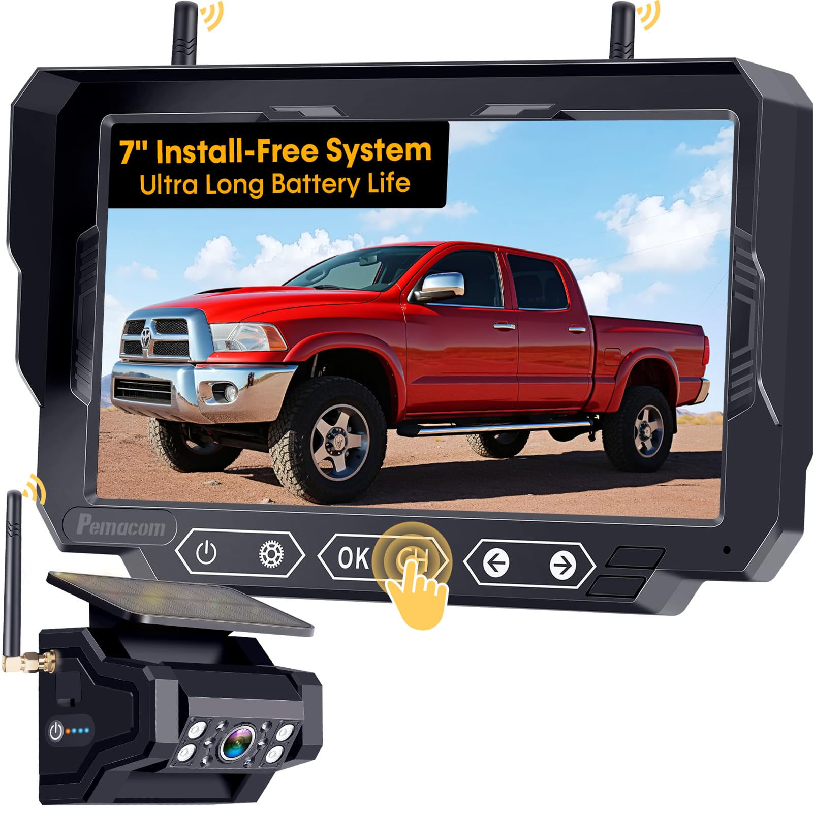 1080P HD Wireless Backup Camera - 1 Minute Magnetic Easy Install No Wiring | 7" 