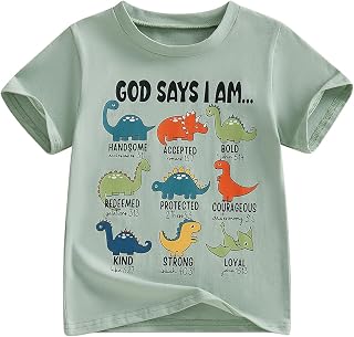 Kids Toddler Boy Short Sleeve T Shirt God says I Am Dinosaur Tees Baby Bible Verse Jesus Tops Summer Clothes