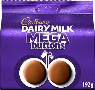 Cadbury Dairy Milk Mega Buttons, Giant Chocolate Buttons, 192 g (Pack of 1) | Creamy Smooth Milk Chocolate, For Sharing, Ideal For Snacking