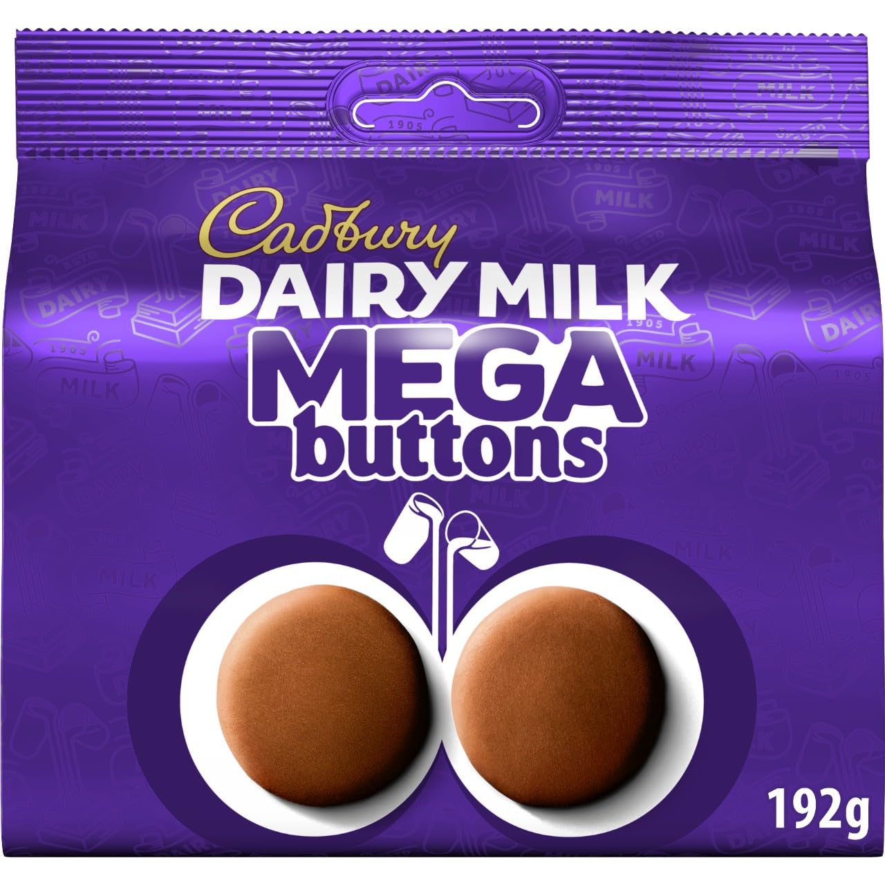 Cadbury Dairy Milk Mega Buttons, Giant Chocolate Buttons, 192 g (Pack of 1) | Cr