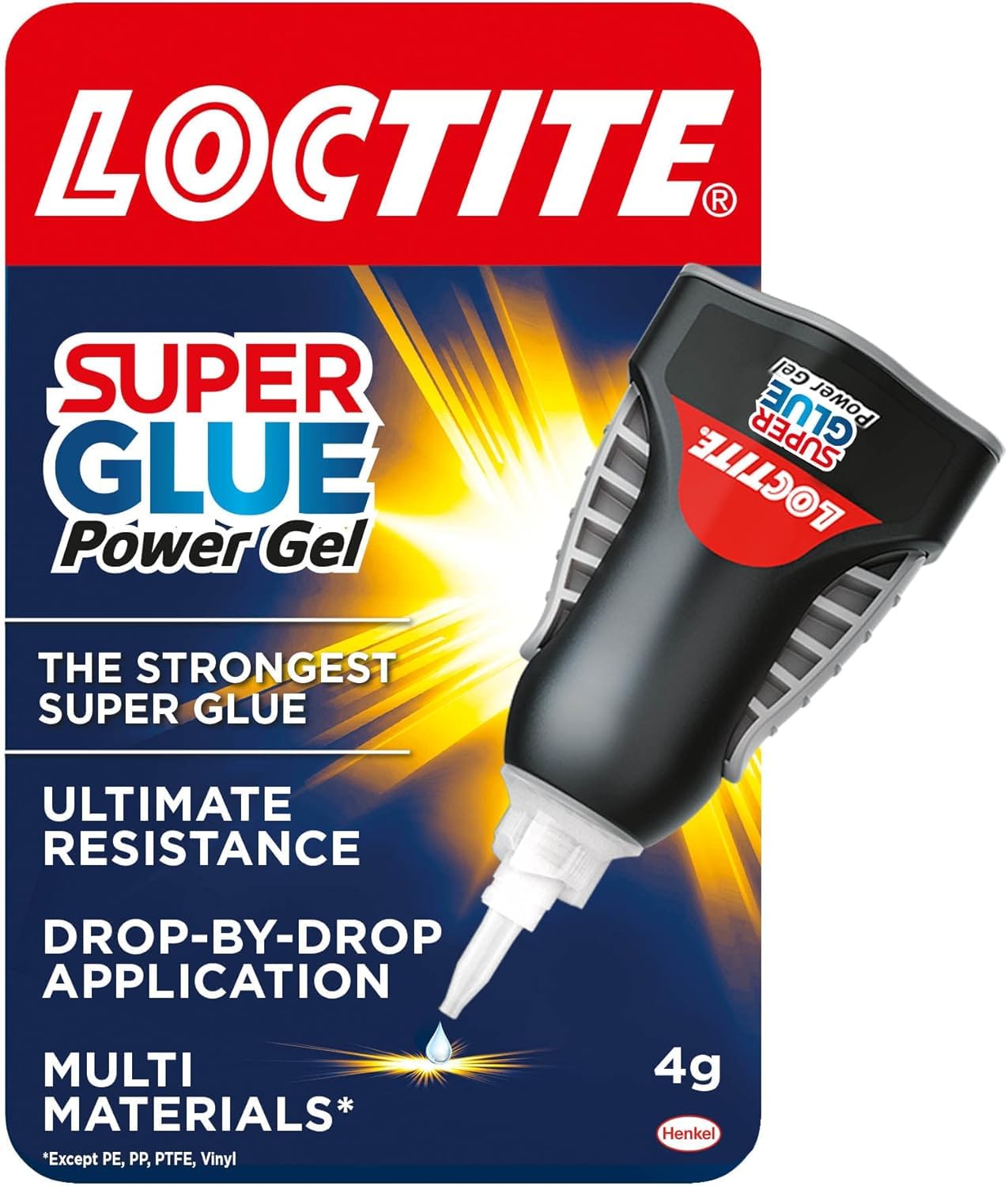 Loctite Super Glue Power Gel, Clear Non-Drip Adhesive, 1 x 4 g | Flexible Gel Fo