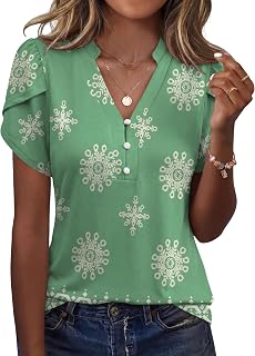 Rapbin Blusas de manga pétalo para mujer, cuello en V, para primavera, verano, negocios, trabajo, moda 2026
