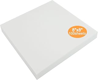 New brothread Tear Away Embroidery Stabilizer 8"x8" - 100 Precut Sheets | for Machine Embroidery, Medium Weight 1.8oz, Fits 4x4 and 6x6 Hoops, Easy Tearaway, Prevents Stretch, Distortion & Puckering