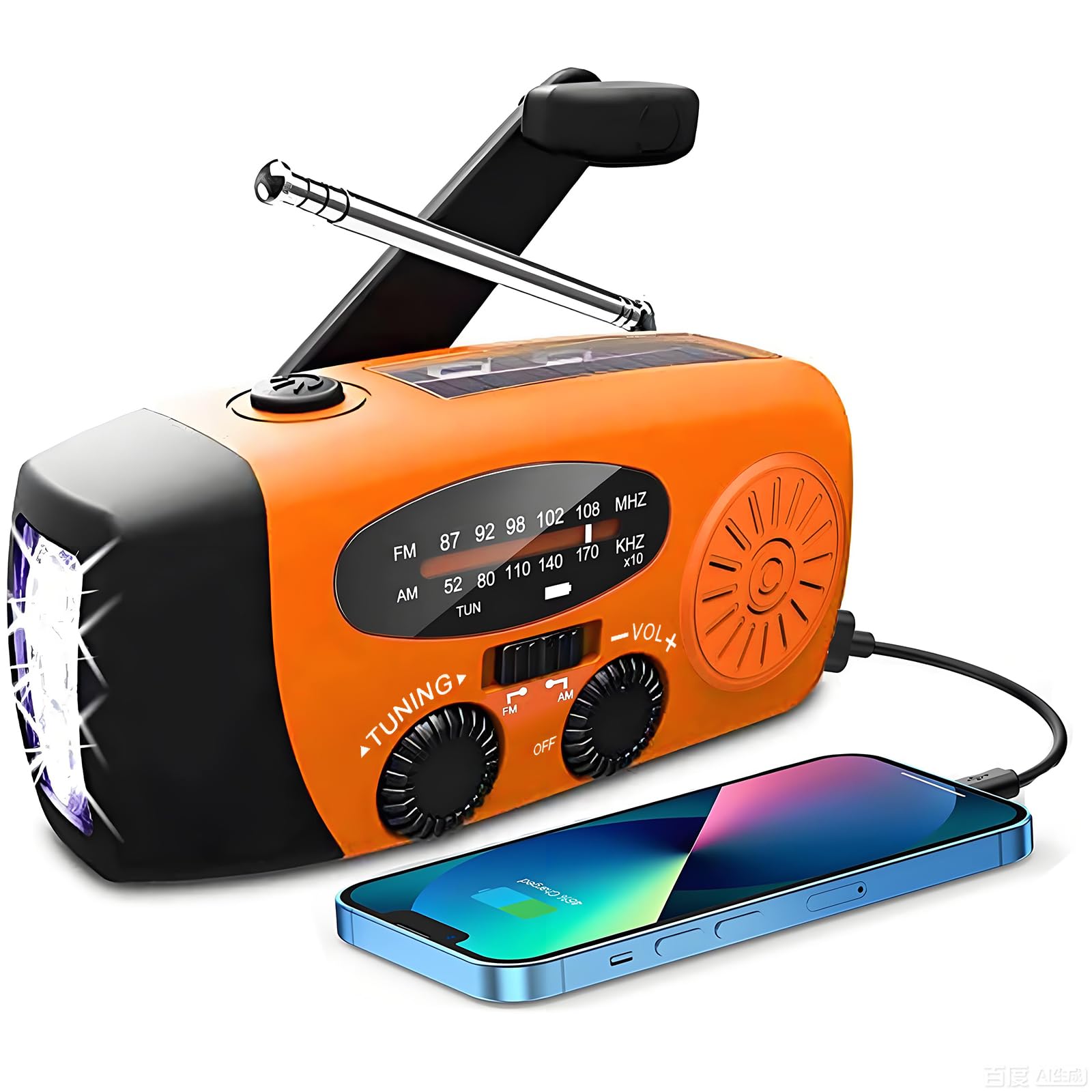 SOLARBABY Wind Up Solar Radio, Emergency Hand Crank Self Powered AM/FM Survival 
