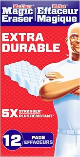 Mr. Clean Magic Eraser Sponge, Extra Durable, All Purpose Cleaner, Cleaning Scrubber, Wall, Sneaker, Kitchen, Bathroom, Shower Cleaner, Cleaning Supplies, Pads, 12ct, [Special Feature]