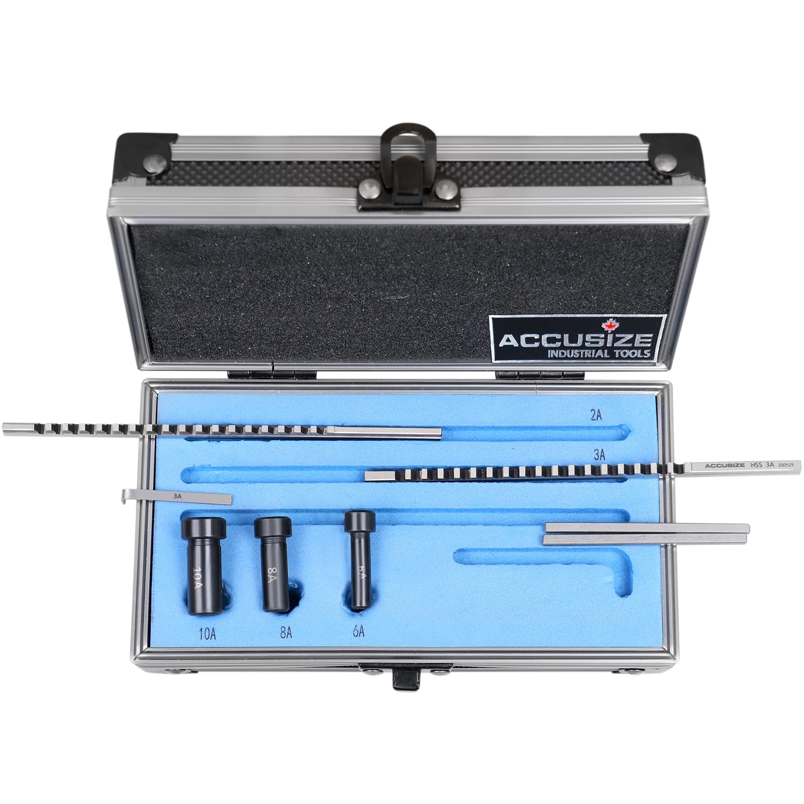 Accusize Industrial Tools No 60 Metric H.S.S. Keyway Broach Sets in Fitted Box, 